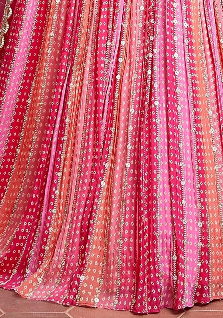 Pink Embellished Blended Lehenga Choli - Indya