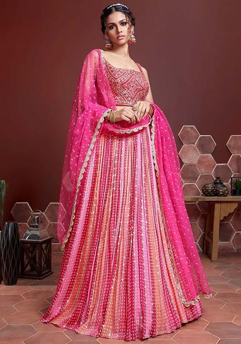 Pink Embellished Blended Lehenga Choli — view on Indya
