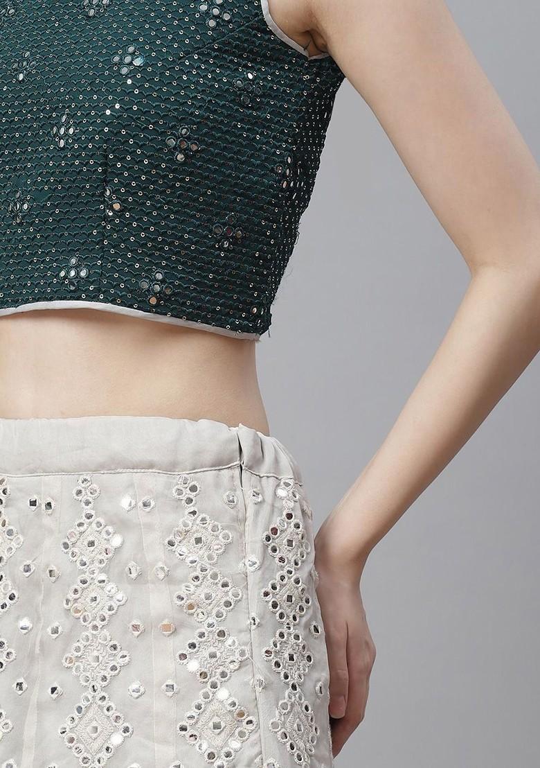 Grey Emboridered Blended Lehenga Choli - Indya