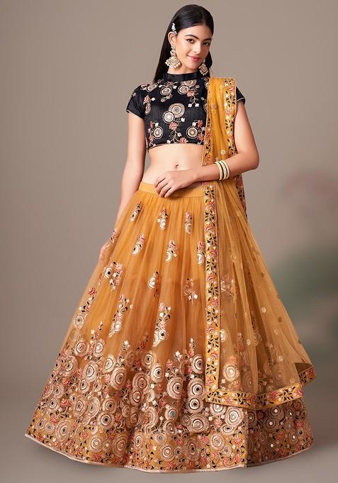Gold Emboridered Blended Lehenga Choli — view on Indya