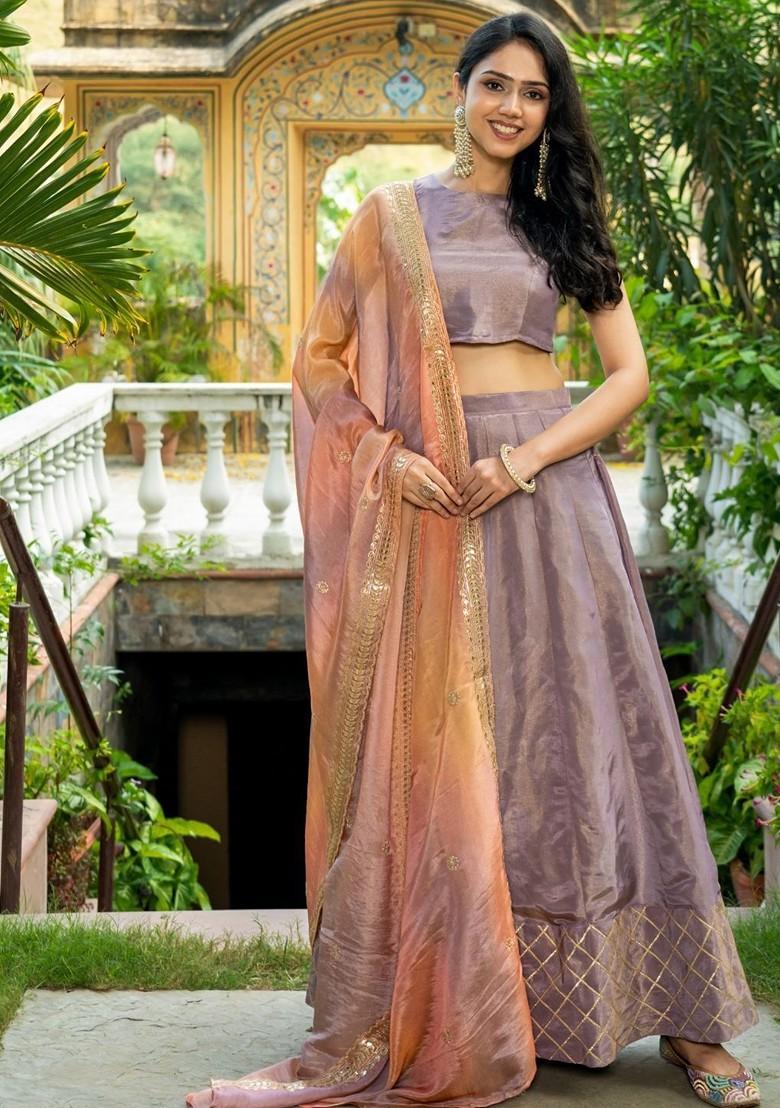 Purple Gotta Patti Blended Lehenga Choli