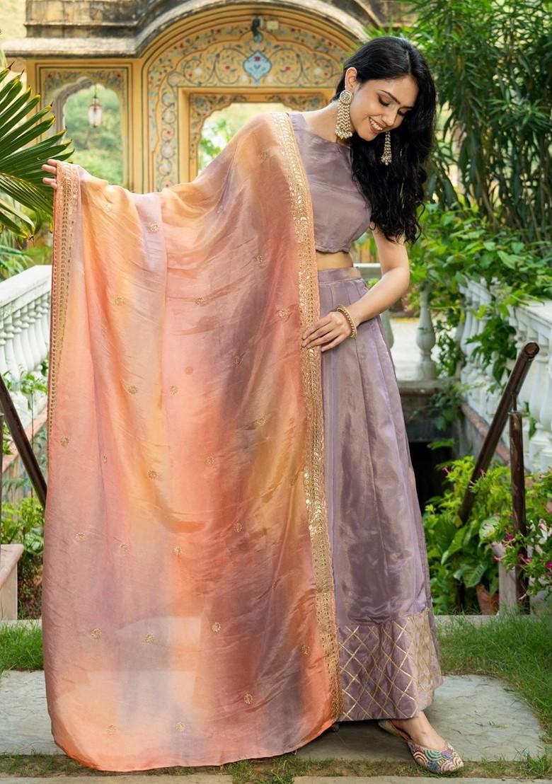 Purple Gotta Patti Blended Lehenga Choli