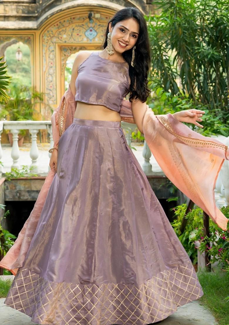 Purple Gotta Patti Blended Lehenga Choli