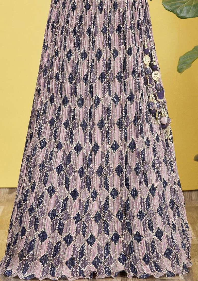 Blue Emboridered Blended Lehenga Choli - Indya