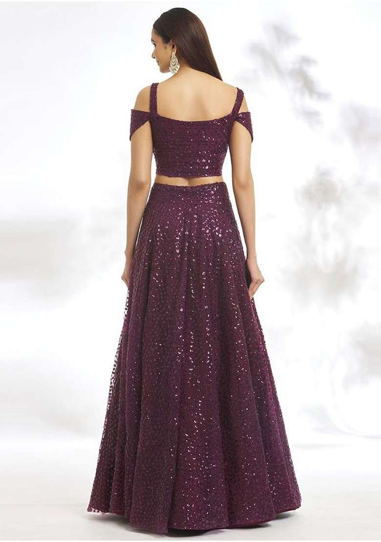 Purple Embellished Blended Lehenga Choli - Indya