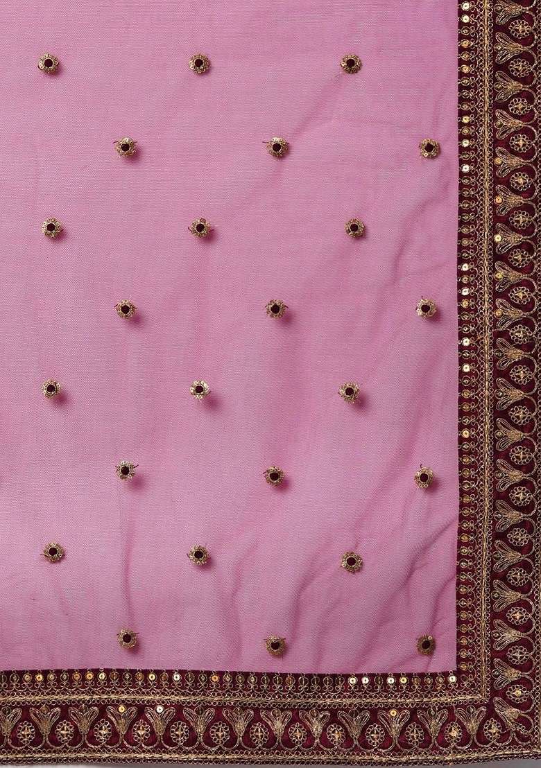 Purple Emboridered Blended Lehenga Choli - Indya
