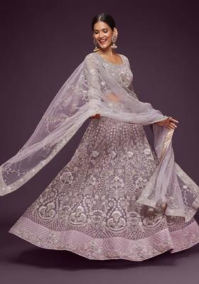 Mauve Emboridered Blended Lehenga Choli