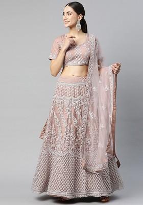Mauve Embellished Blended Lehenga Choli