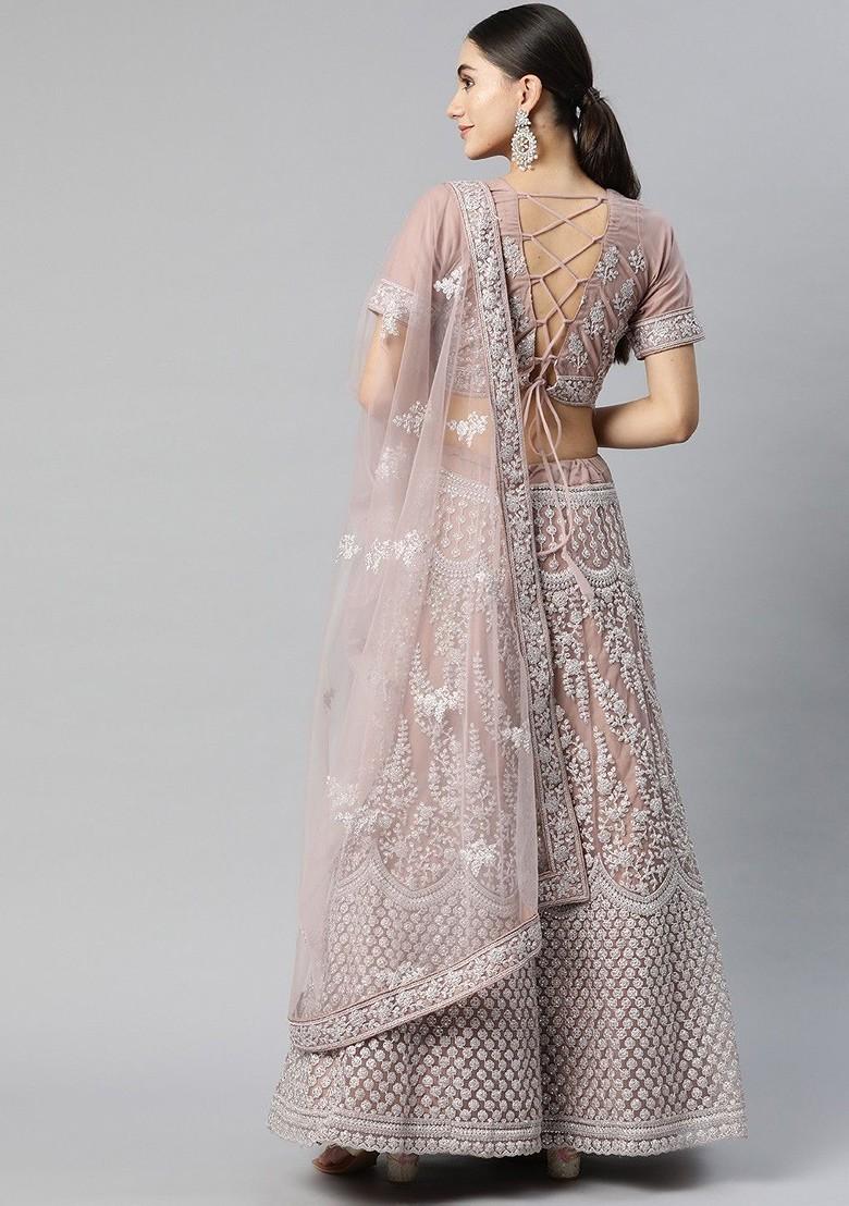 Mauve Embellished Blended Lehenga Choli - Indya