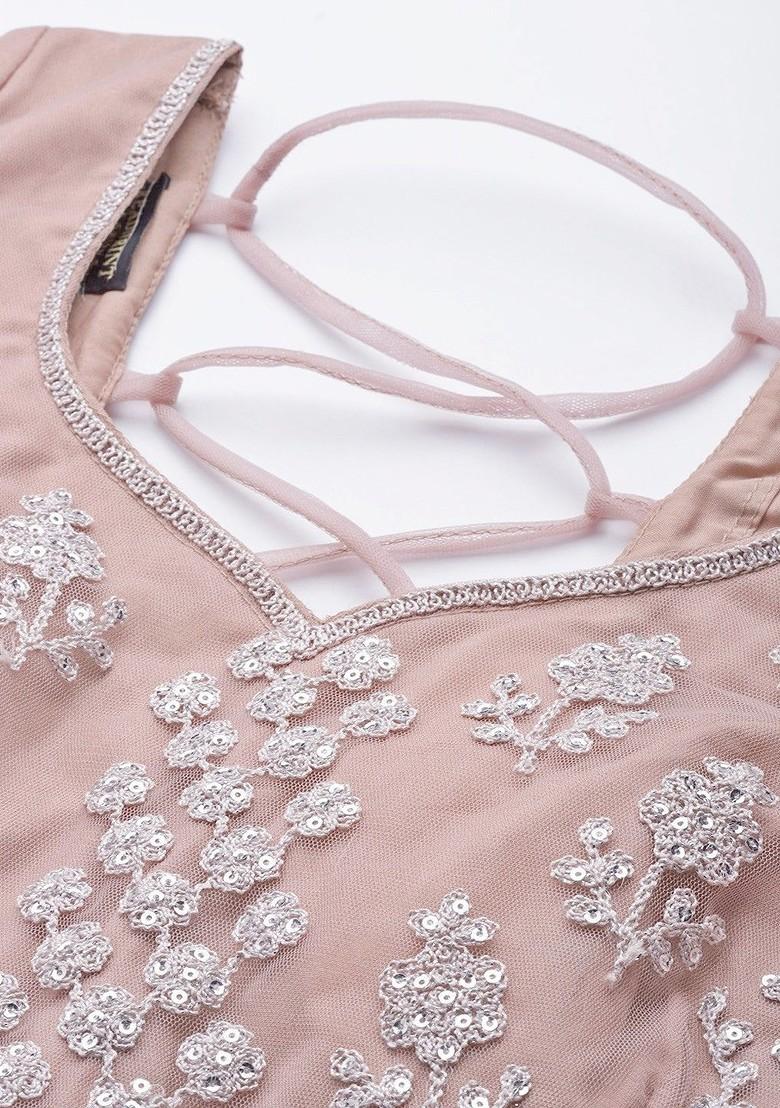 Mauve Embellished Blended Lehenga Choli - Indya