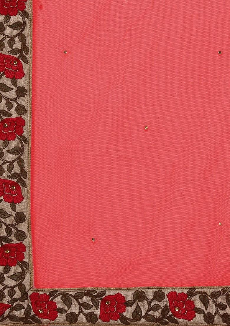 Pink Emboridered Blended Lehenga Choli