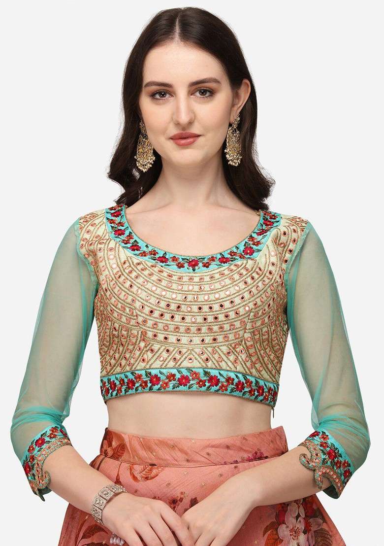 Pink Emboridered Blended Lehenga Choli - Indya