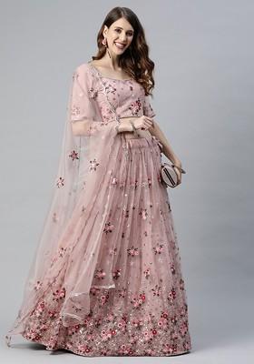 Taupe Emboridered Blended Lehenga Choli