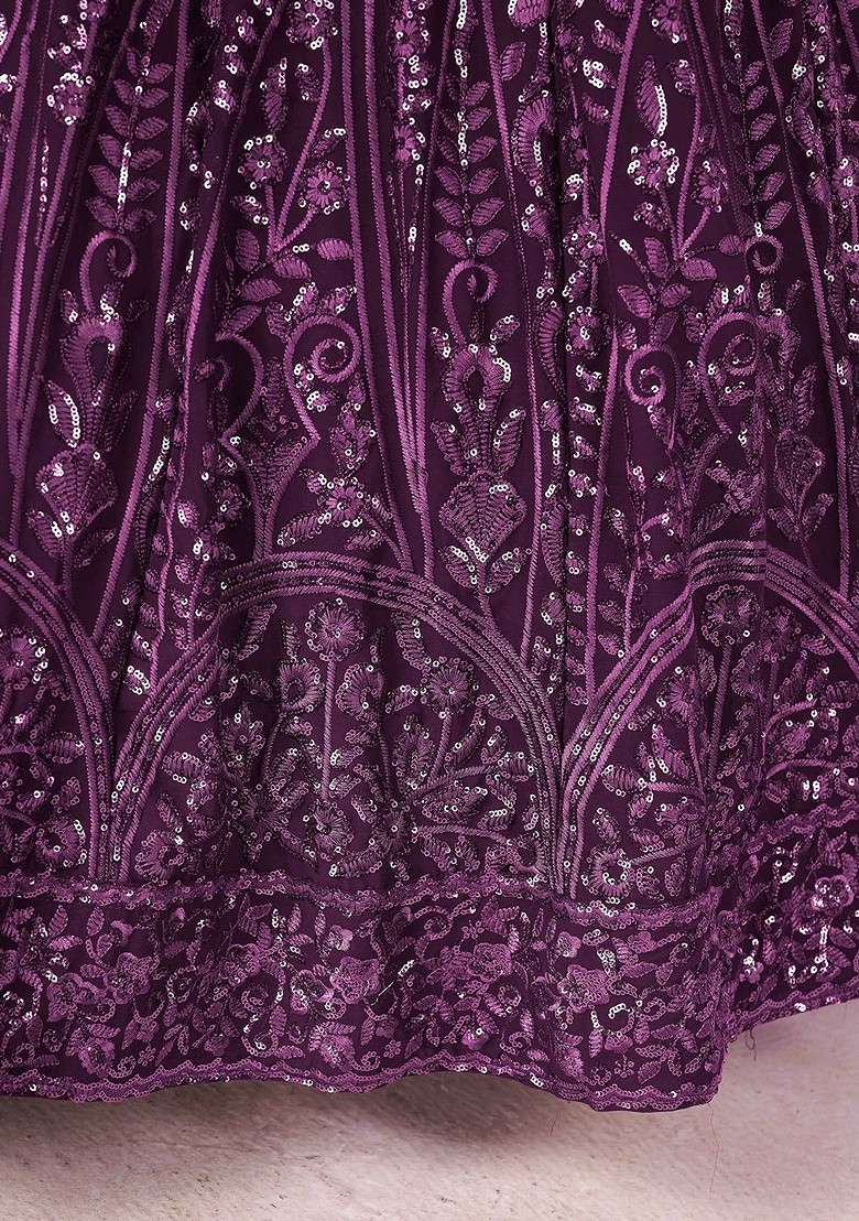 Purple Embellished Blended Lehenga Choli - Indya