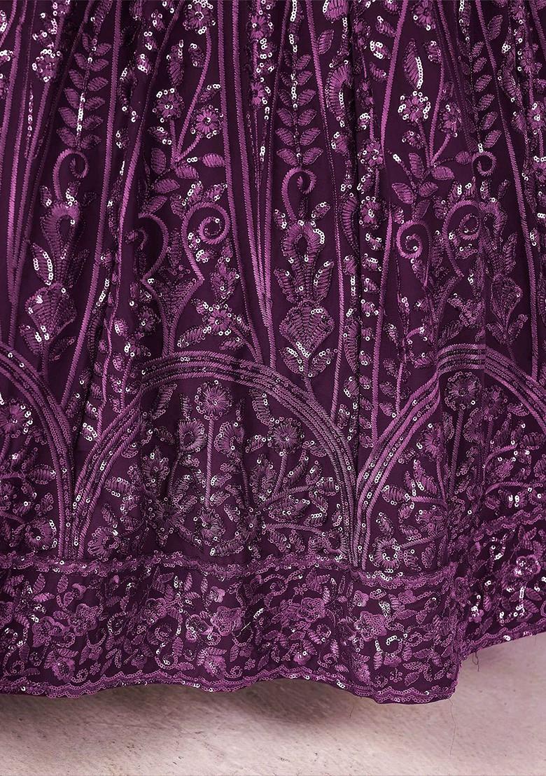 Purple Emboridered Blended Lehenga Choli - Indya