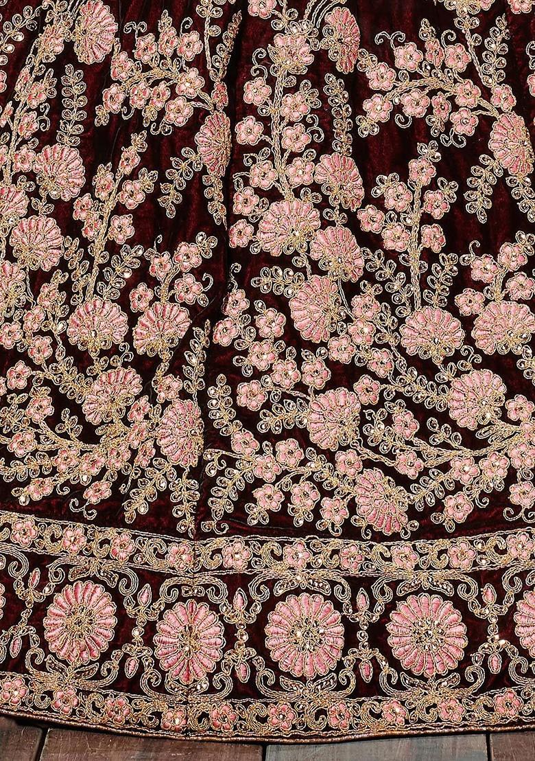 Maroon Emboridered Blended Lehenga Choli - Indya
