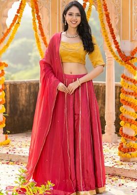 Red Emboridered Blended Lehenga Choli