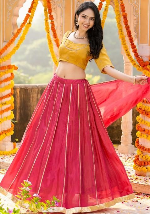 Red Emboridered Blended Lehenga Choli