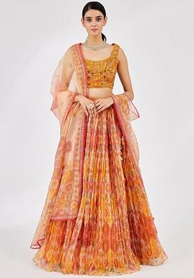 Yellow Emboridered Blended Lehenga Choli