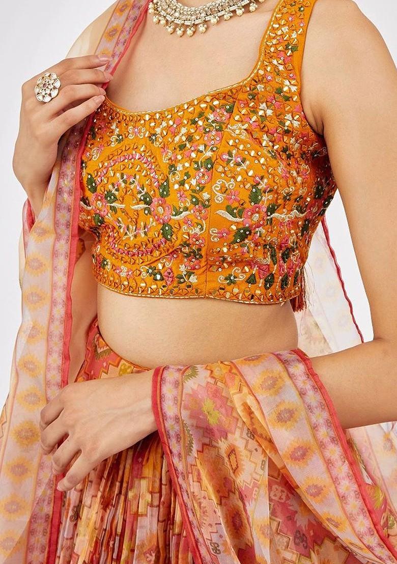 Yellow Emboridered Blended Lehenga Choli - Indya