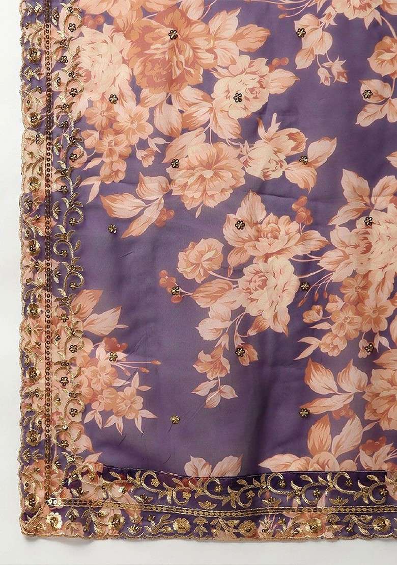 Purple Emboridered Blended Lehenga Choli - Indya