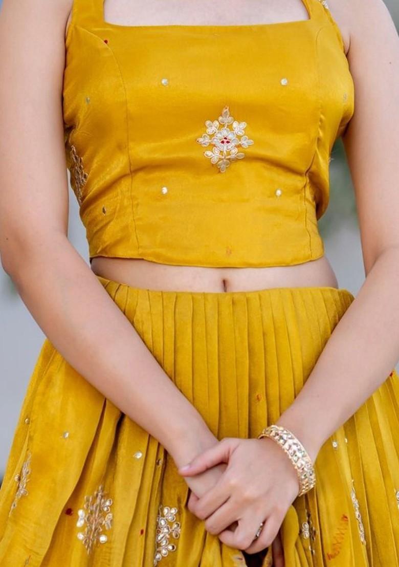 Yellow Embellished Blended Lehenga Choli