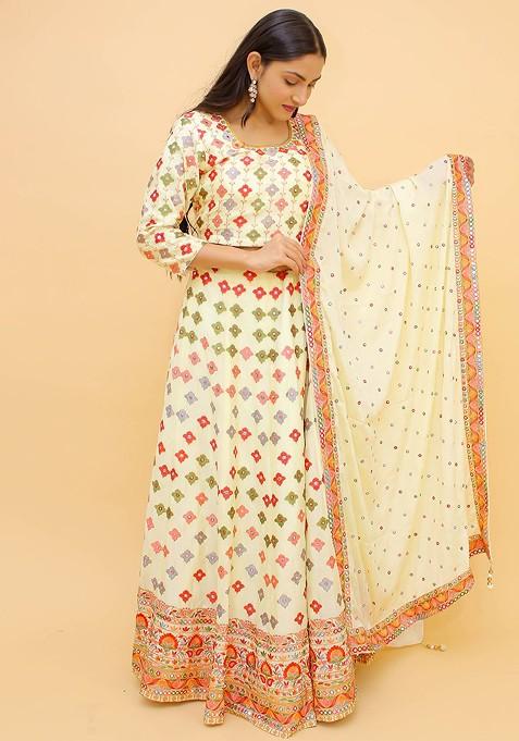 Cream Emboridered Blended Lehenga Choli — view on Indya