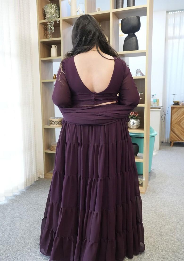 Burgundy Emboridered Blended Lehenga Choli