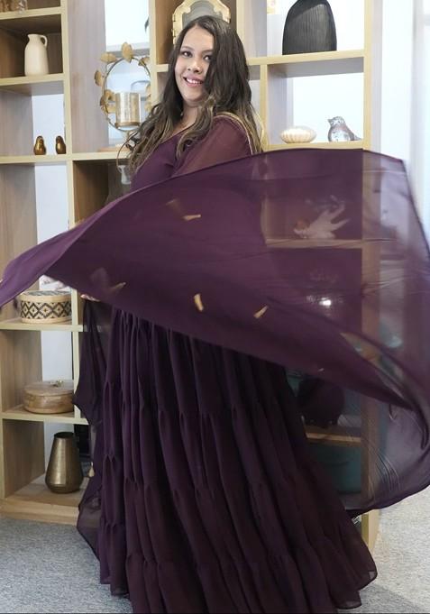 Burgundy Emboridered Blended Lehenga Choli