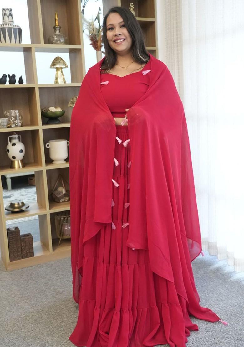 Maroon Emboridered Blended Lehenga Choli - Indya