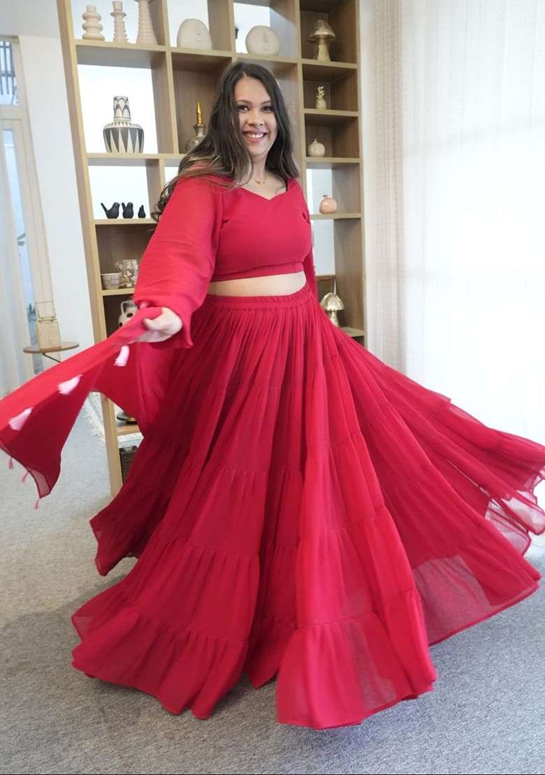 Maroon Emboridered Blended Chaniya Choli Set For Navratri And Garba - Indya