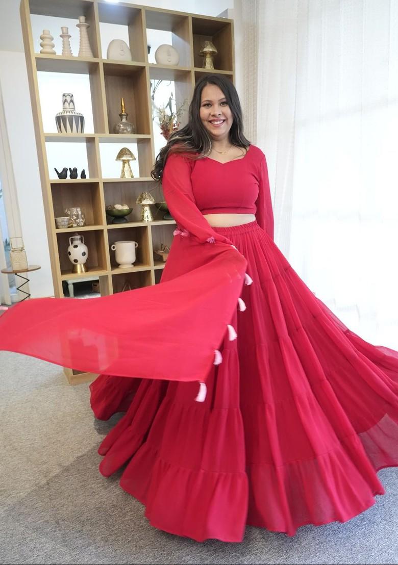 Maroon Emboridered Blended Lehenga Choli - Indya