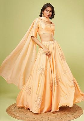 Yellow Emboridered Blended Lehenga Choli