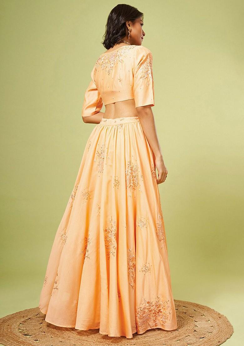 Yellow Emboridered Blended Lehenga Choli - Indya