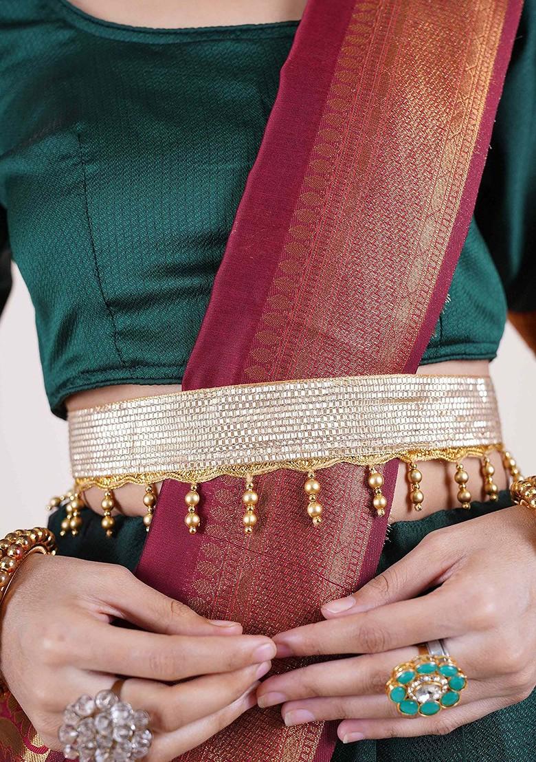 Green Zari Work Blended Lehenga Choli - Indya