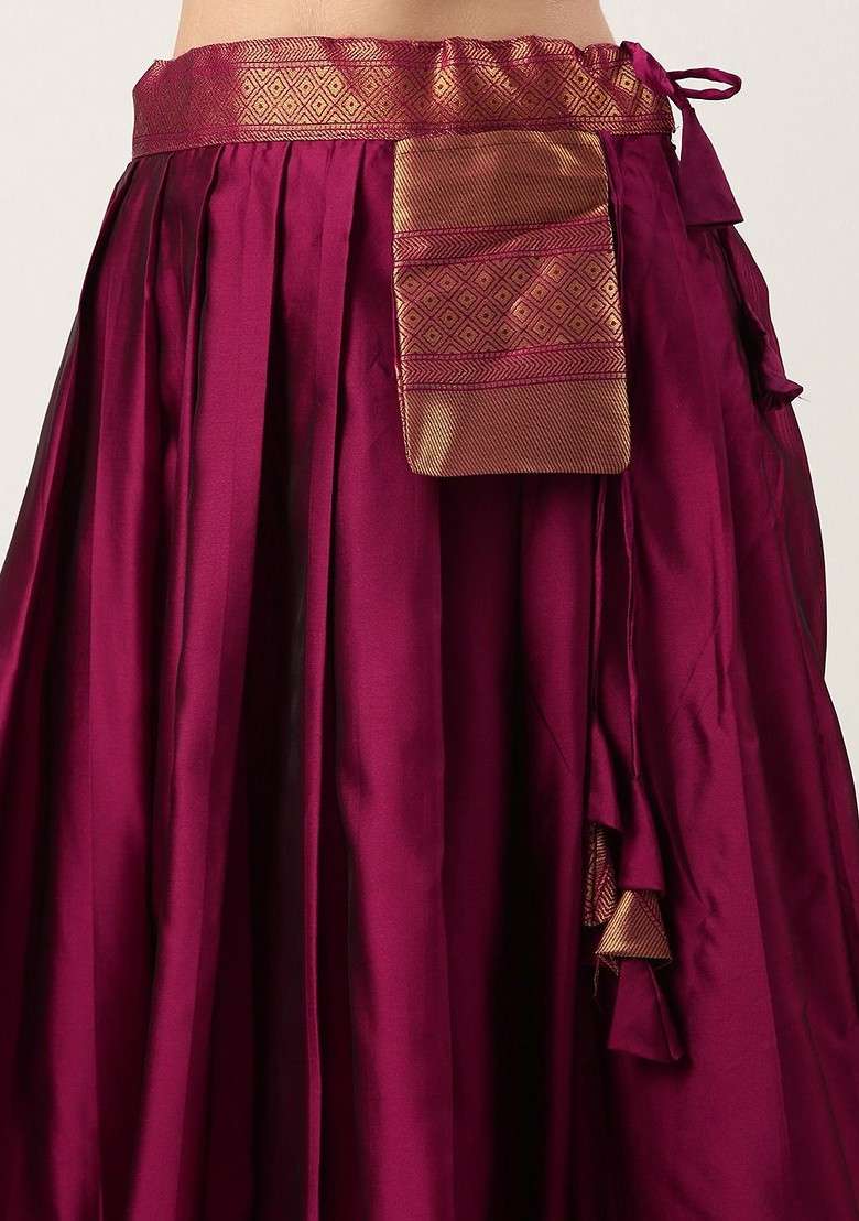 Purple Emboridered Blended Lehenga Choli - Indya