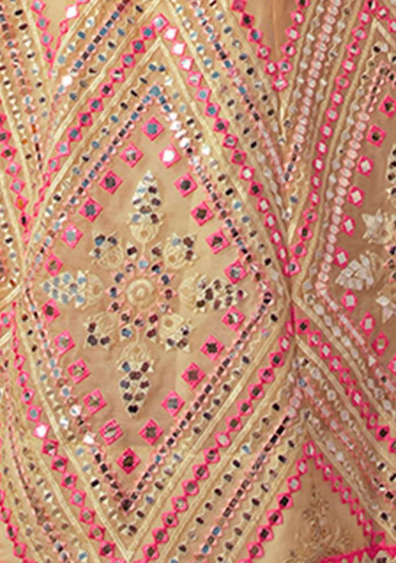 Off White Emboridered Blended Lehenga Choli - Indya
