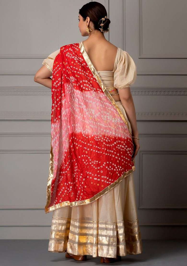 Cream Emboridered Blended Lehenga Choli - Indya