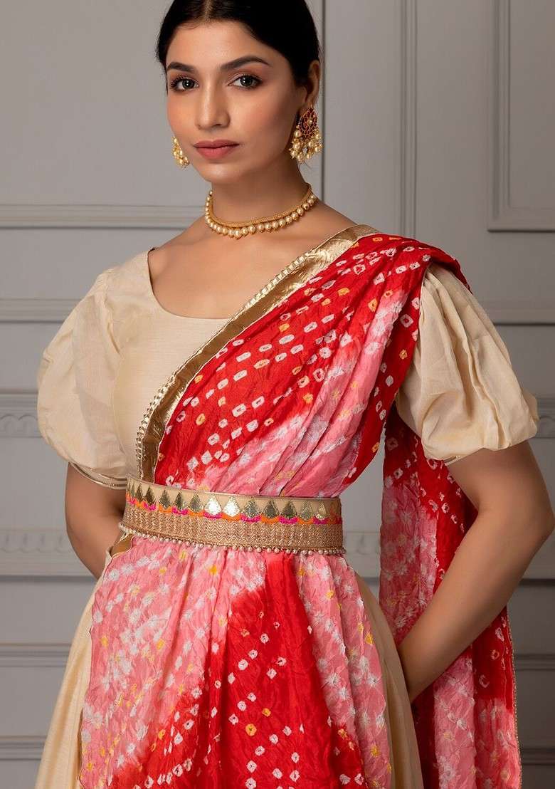 Cream Emboridered Blended Lehenga Choli - Indya