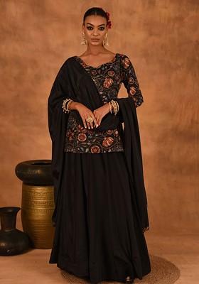 Black Emboridered Blended Lehenga Choli