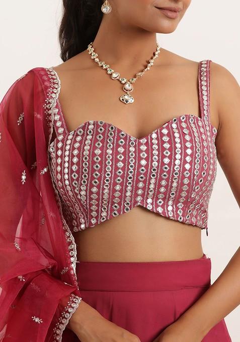 Maroon Emboridered Blended Lehenga Choli