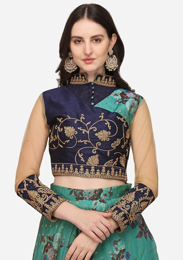 Green Emboridered Blended Lehenga Choli