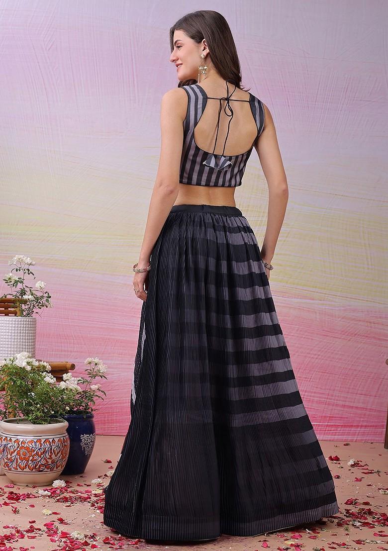 Black Printed Blended Lehenga Choli