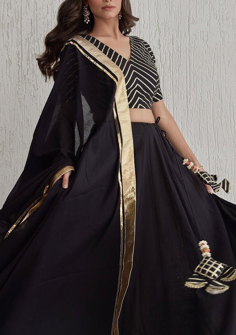 Black Zari Work Blended Lehenga Choli