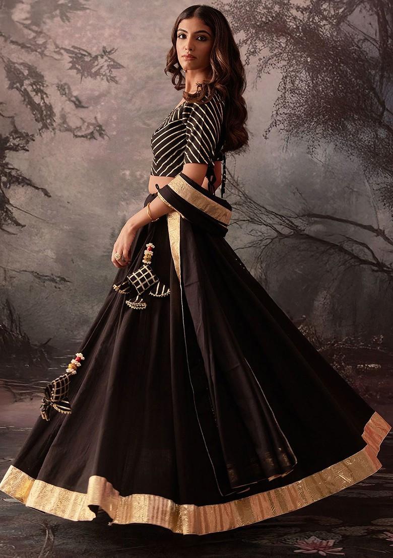 Black Zari Work Blended Lehenga Choli