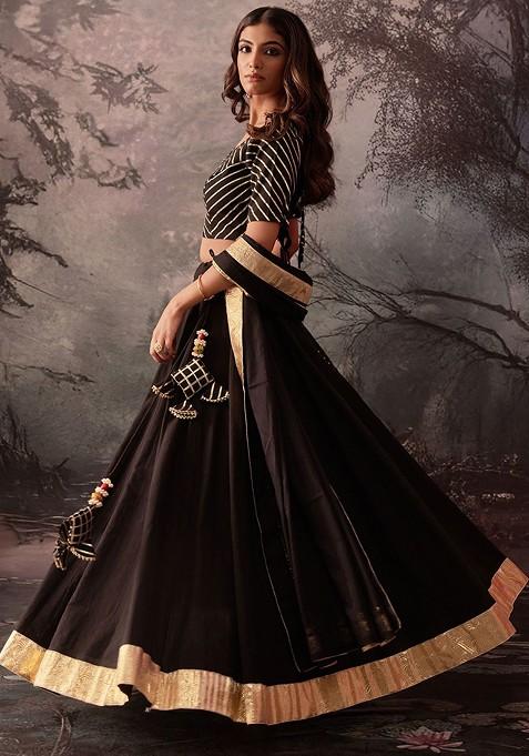 Black Zari Work Blended Lehenga Choli