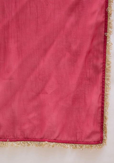 Pink Woven Design Blended Lehenga Choli