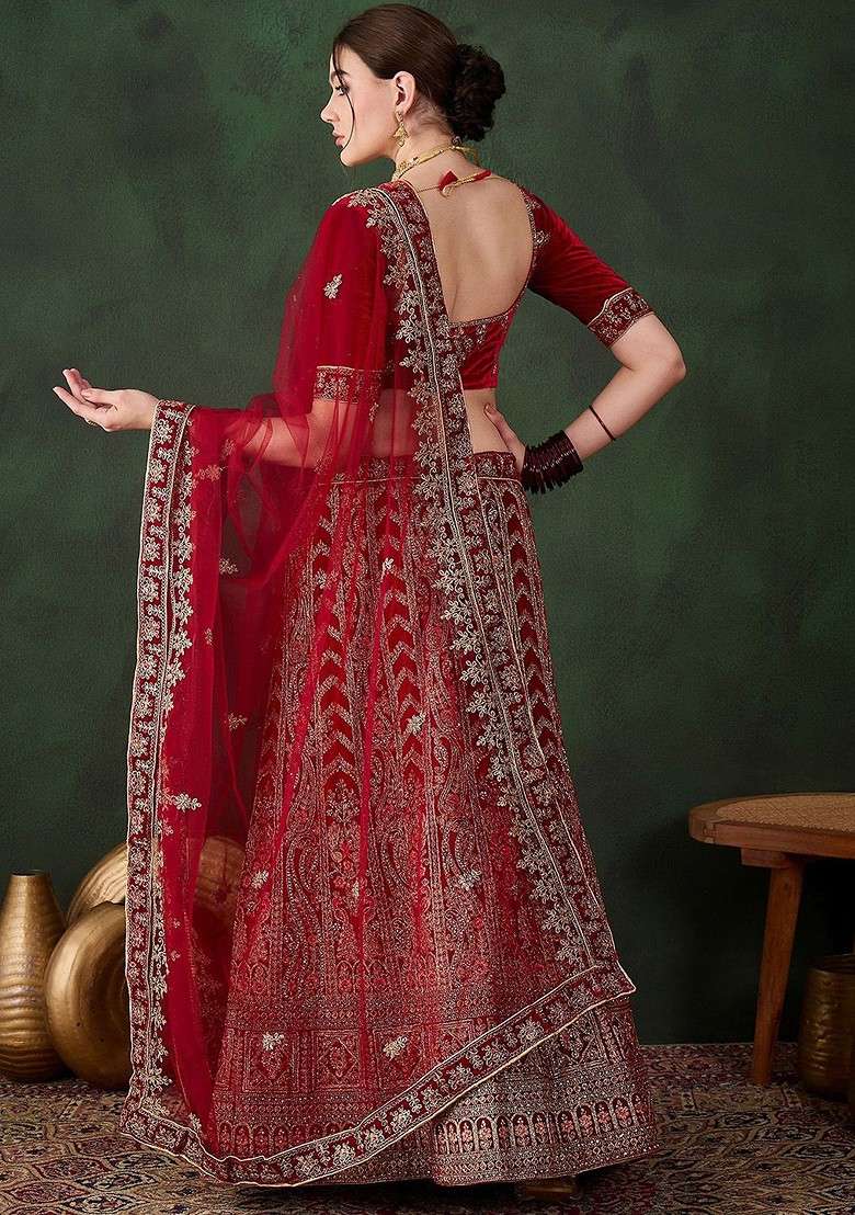 Maroon Emboridered Blended Lehenga Choli - Indya