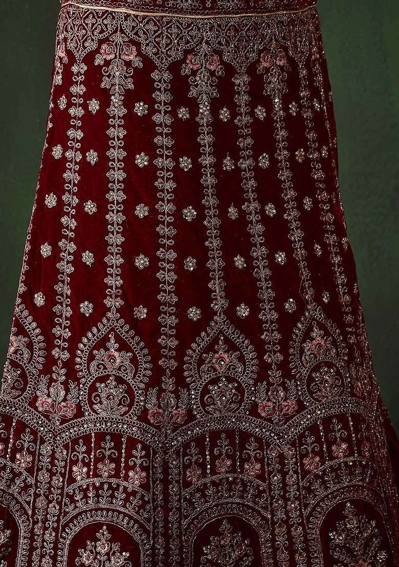 Maroon Emboridered Blended Lehenga Choli - Indya