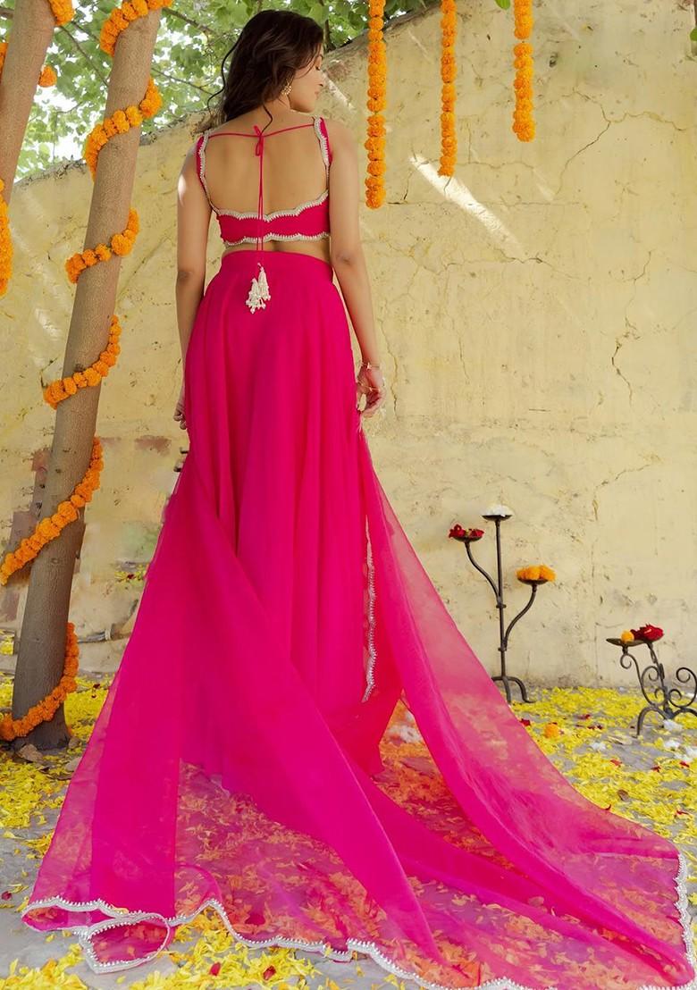 Pink Embellished Blended Lehenga Choli - Indya